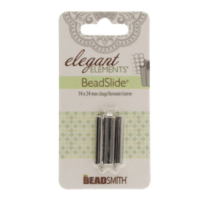 Beadslide Clasp Smooth Plain 10 X 24mm Silver Plated, 1 piece