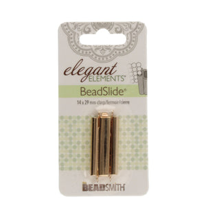 Beadslide Clasp Smooth Plain 10 X 29mm Gold Plated, 1 piece