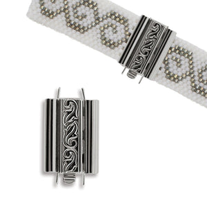 Beadslide Clasp Swirl Design 10 X 18mm Silver Plated, 1 piece