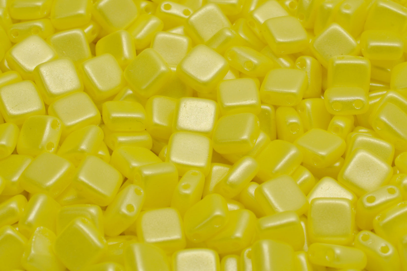 6mm Square Glass Czech Two Hole Tile Bead, Pearl Shine Amber, 25 pieces