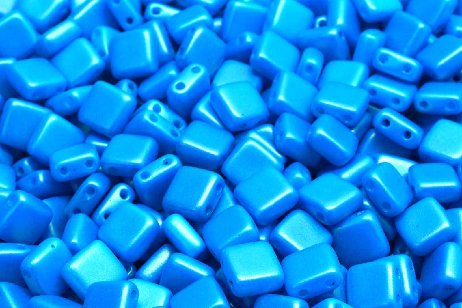 6mm Square Glass Czech Two Hole Tile Bead, Gold Shine Dark Cyan, 25 pieces