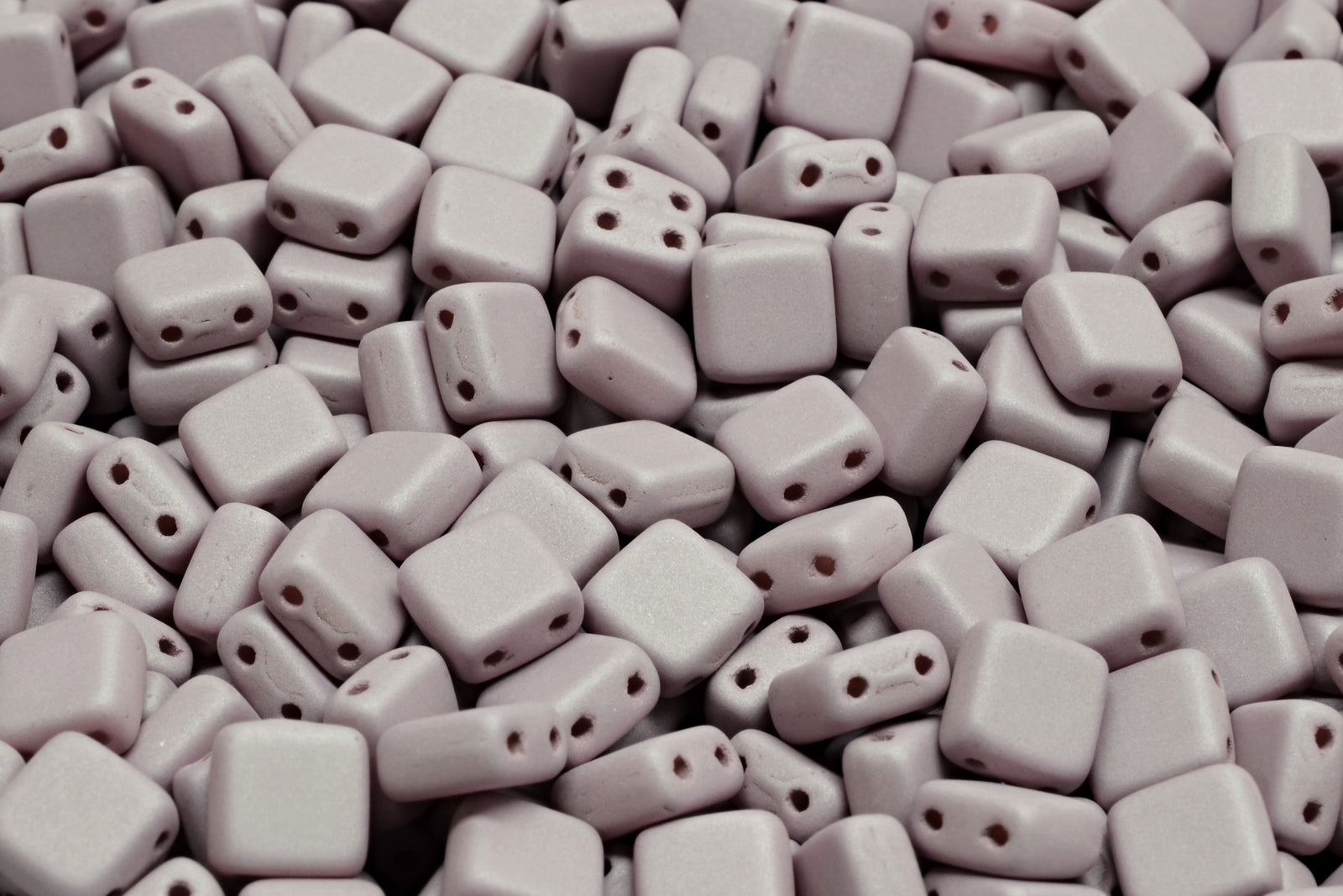 6mm Square Glass Czech Two Hole Tile Bead, Opaque Light Wine Silk Matte, 25 pieces