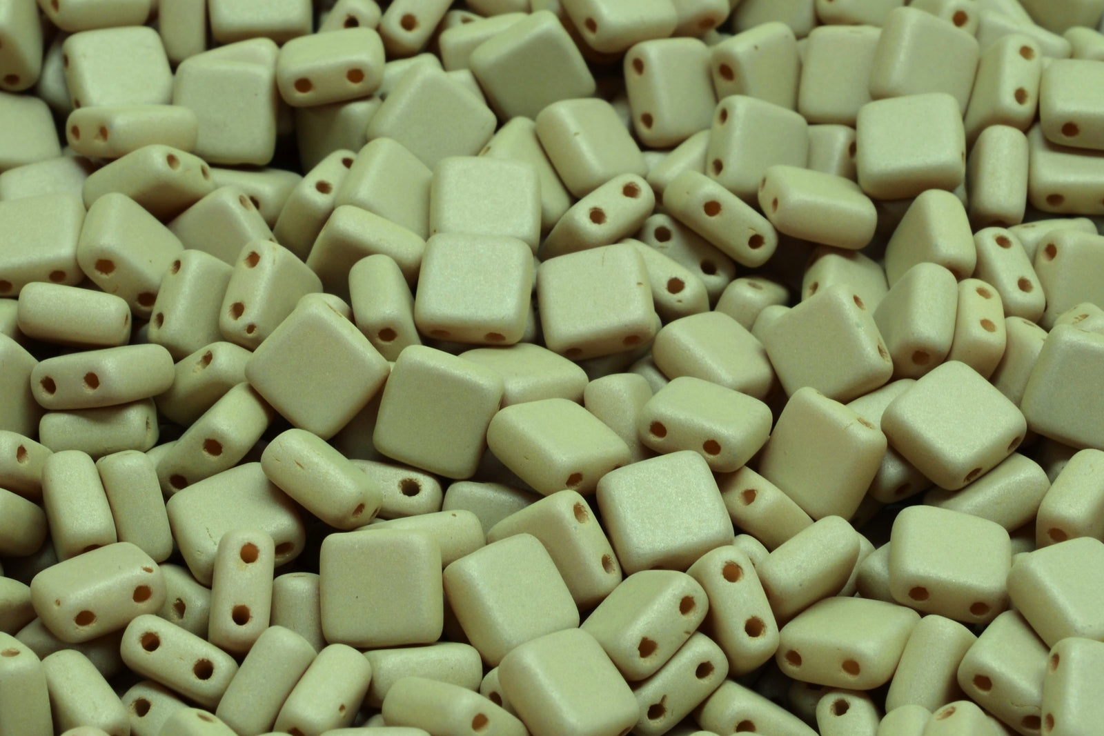 6mm Square Glass Czech Two Hole Tile Bead, Matte Velvet Sage Green, 25 pieces