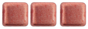 6mm Square Glass Czech Two Hole Tile Bead, Sueded Gold Lantana, 25 pieces