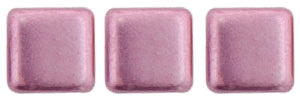 6mm Square Glass Czech Two Hole Tile Bead, Sueded Gold Orchid, 25 pieces
