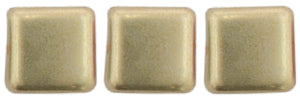 6mm Square Glass Czech Two Hole Tile Bead, Sueded Gold Cloud Dream, 25 pieces