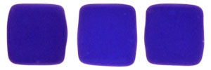 6mm Square Glass Czech Two Hole Tile Bead, Neon Blue, 25 pieces