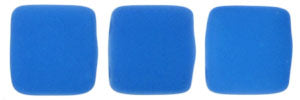 6mm Square Glass Czech Two Hole Tile Bead, Neon Electric Blue, 25 pieces