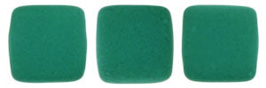6mm Square Glass Czech Two Hole Tile Bead, Neon Emerald, 25 pieces