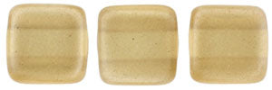 6mm Square Glass Czech Two Hole Tile Bead, Pearl Lights Latte, 25 pieces