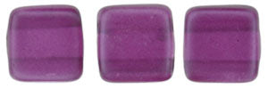 6mm Square Glass Czech Two Hole Tile Bead, Pearl Lights Orchid, 25 pieces