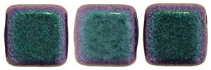 6mm Square Glass Czech Two Hole Tile Bead, Polychrome Mix Berry, 25 pieces