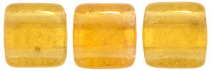 6mm Square Glass Czech Two Hole Tile Bead, Luster Iris Topaz, 25 pieces