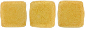 6mm Square Glass Czech Two Hole Tile Bead, Pacifica Ginger, 25 pieces