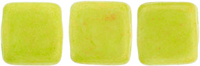 6mm Square Glass Czech Two Hole Tile Bead, Pacifica Honeydew, 25 pieces
