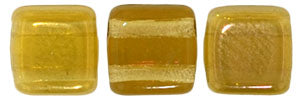 6mm Square Glass Czech Two Hole Tile Bead, Twilight Topaz, 25 pieces