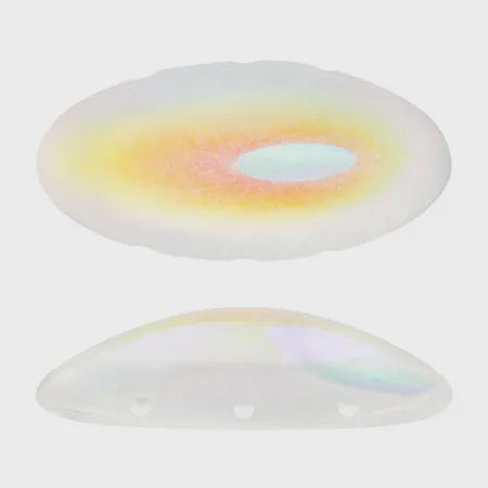 Athos Par Puca 3-Hole Oval Czech Glass Cabochon, Crystal AB, 2 pieces
