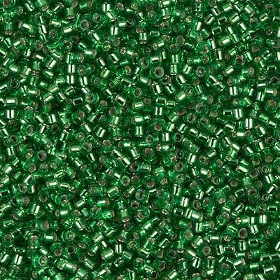 Miyuki Delica Bead 11/0, DB0046, Silver Lined Green, 50 grams