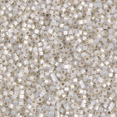 Miyuki Delica Bead 11/0, DB0221, Gilt Lined White Opal, 50 grams