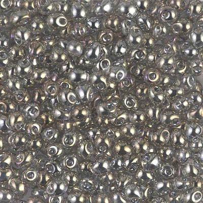 Miyuki 3.4mm Drop Bead, Transparent Silver Gray Gold Luster, #1881, 5 grams