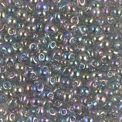 Miyuki 3.4mm Drop Bead, Transparent Gray Rainbow Luster, #2440, 5 grams
