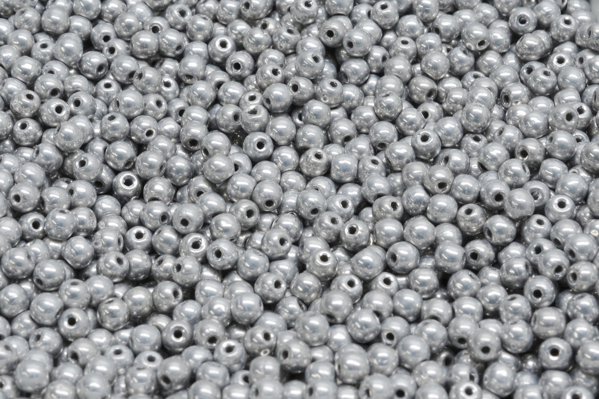 3mm Czech Round Druk Bead, Silver, 50 pieces