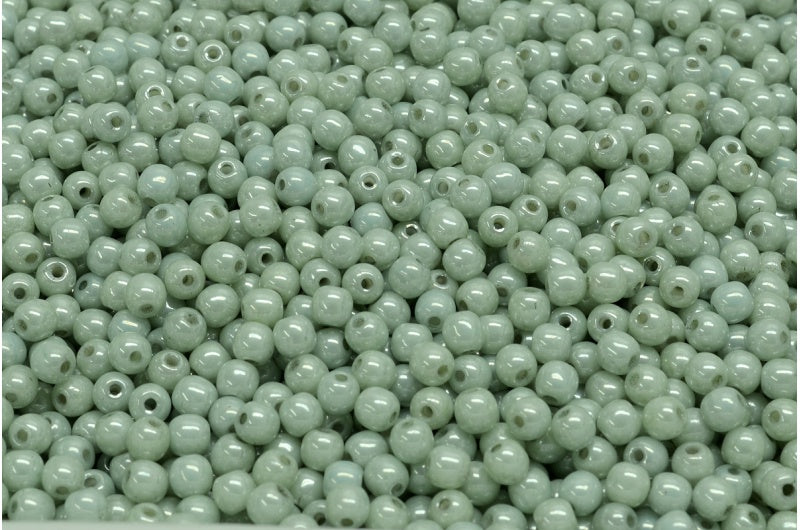 3mm Czech Round Druk Bead, Light Green Alabaster, 50 pieces