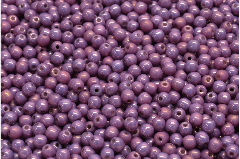 3mm Czech Round Druk Bead, Purple Vega, 50 pieces