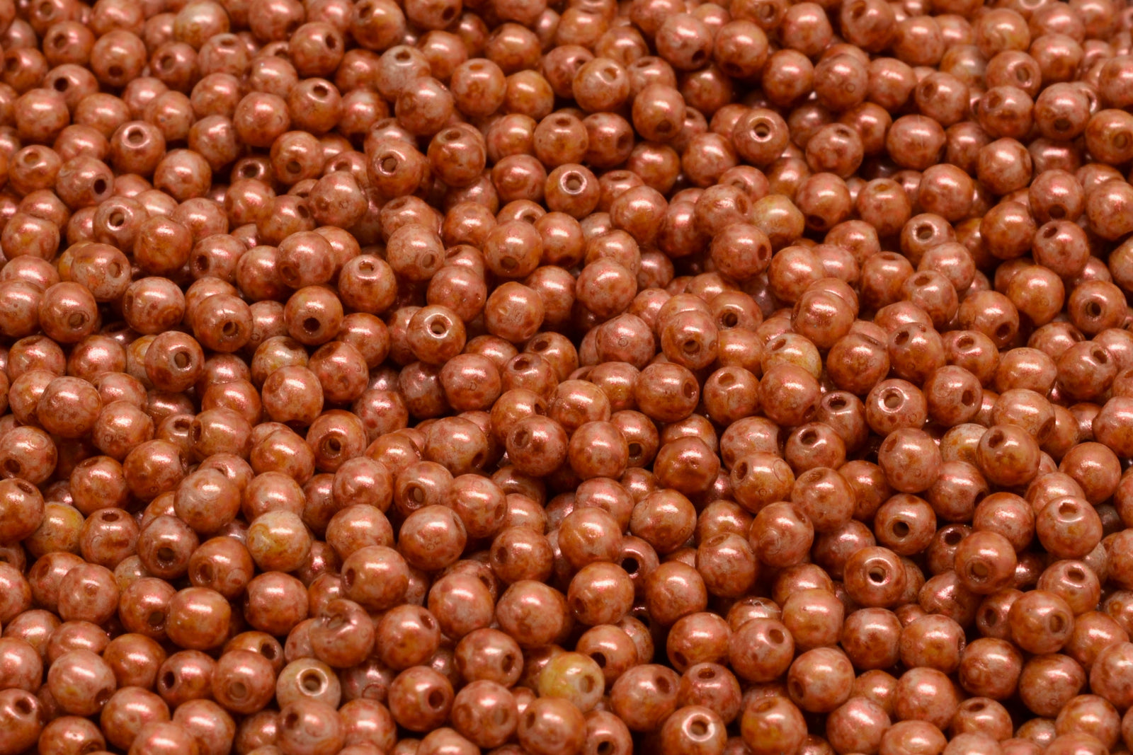 3mm Czech Round Druk Bead, Opaque Orange Spotted, 50 pieces