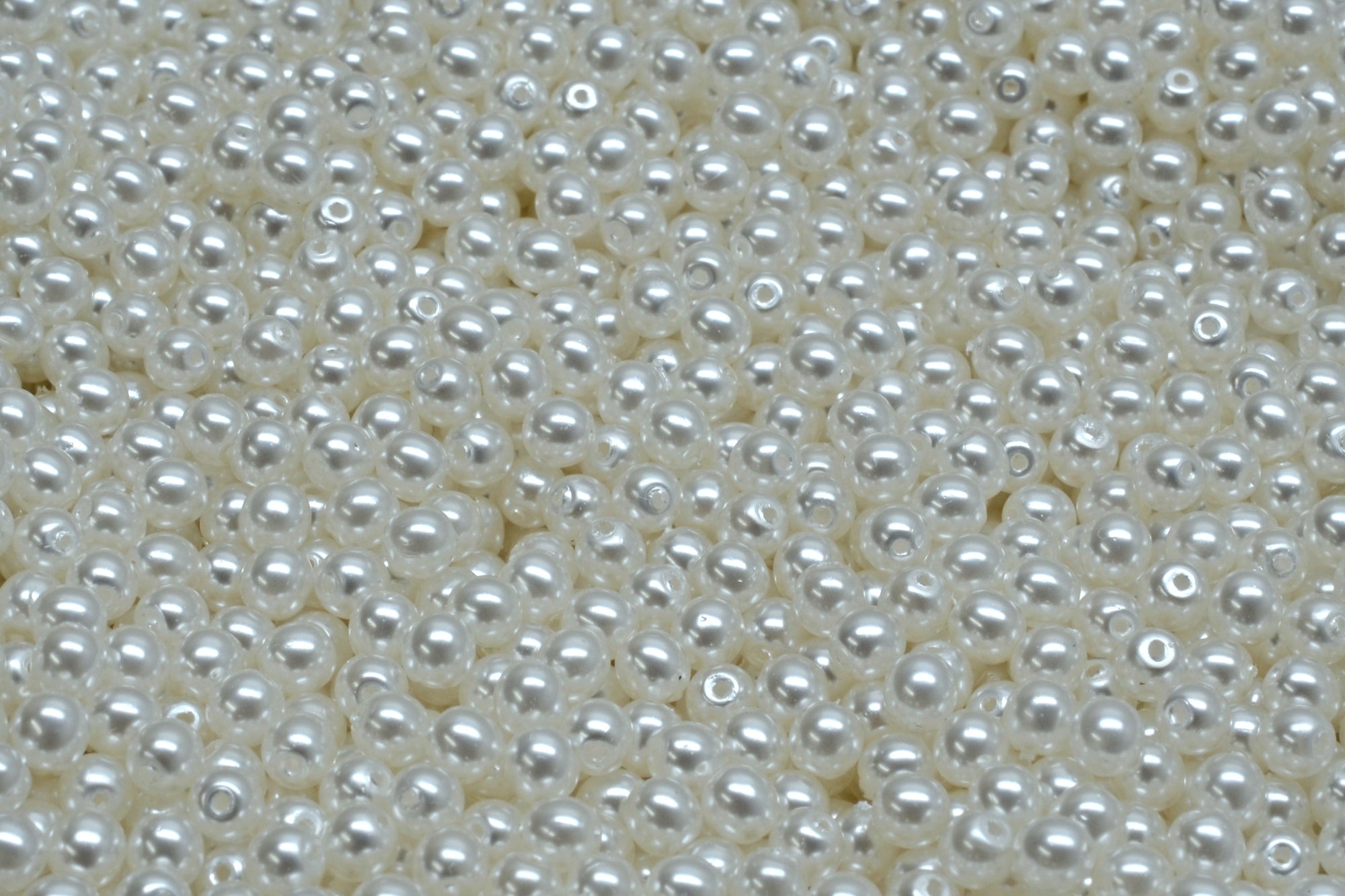 3mm Czech Round Druk Bead, Cream White Pearl, 50 pieces