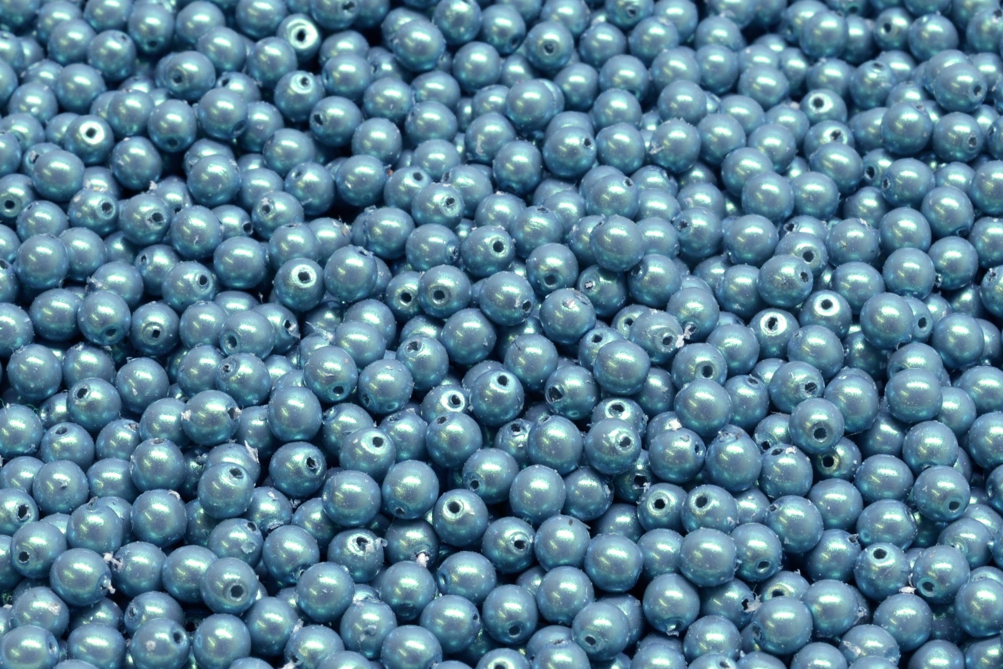 3mm Czech Round Druk Bead, Alabaster Pearlescent Blue, 50 pieces