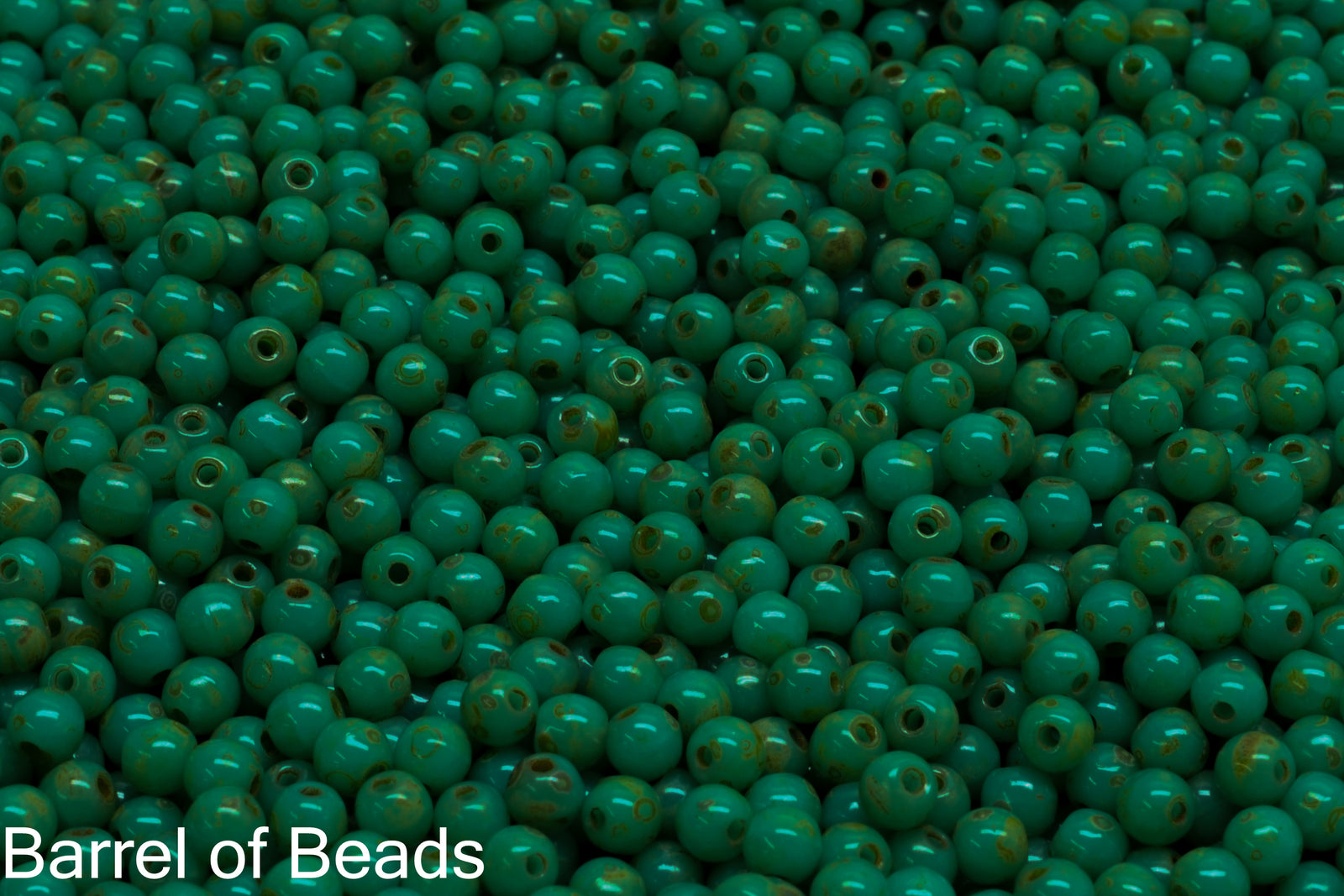 3mm Czech Round Druk Bead, Turquoise Green Travertin Dark, 50 pcs