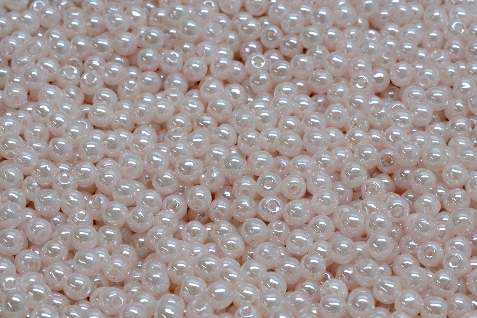 3mm Czech Round Druk Bead, Opal Pink Luster, 50 pieces