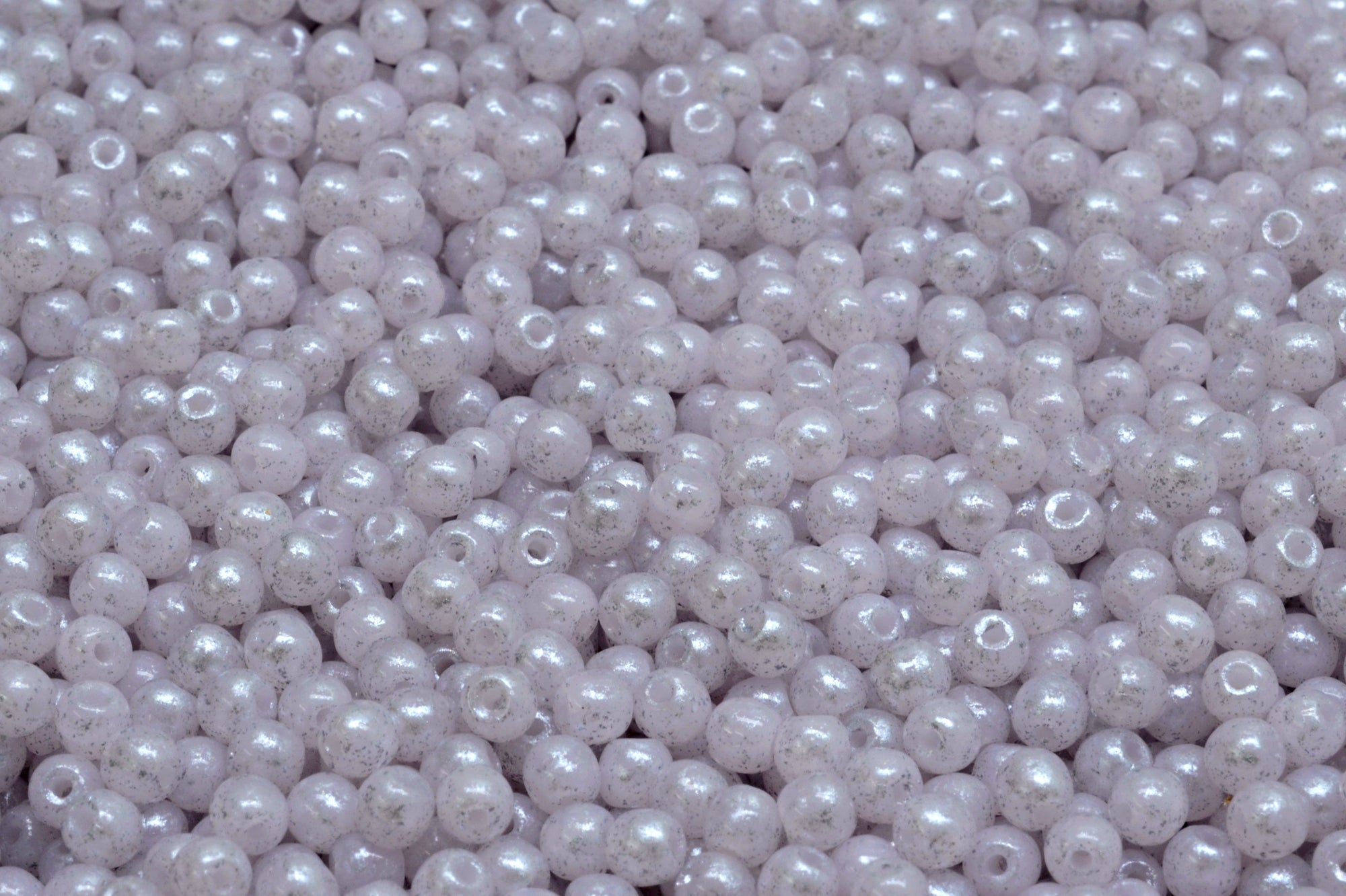 3mm Czech Round Druk Bead, Opal Pink Silver Splash, 50 pieces