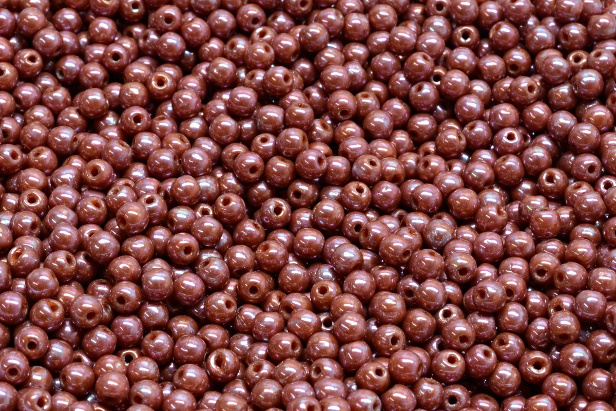 3mm Czech Round Druk Bead, Orange Nebula, 50 pieces