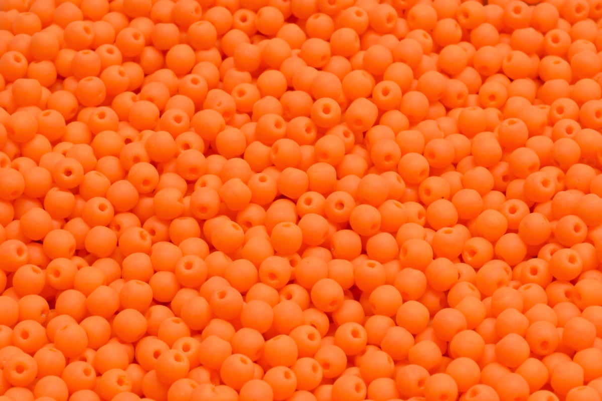 3mm Czech Round Druk Bead, Matte Orange, 50 pieces