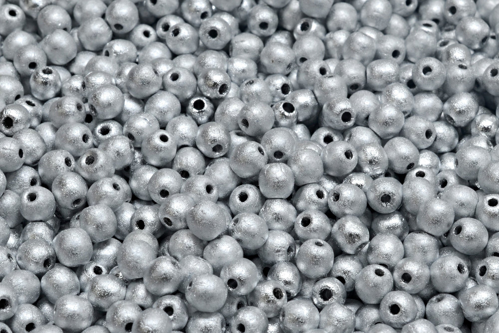 4mm Czech Round Druk Bead, Silver Etched, 50 pieces