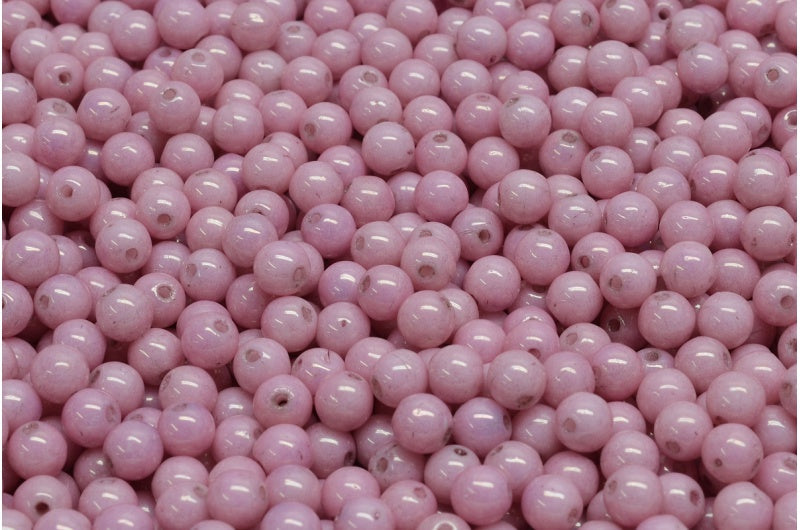 4mm Czech Round Druk Bead, Light Rose Alabaster, 50 pieces