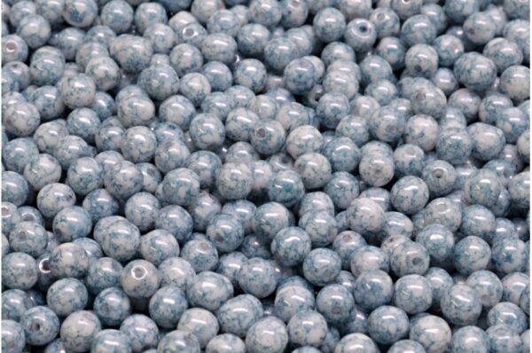 4mm Czech Round Druk Bead, Teracota Blue Alabaster, 50 pieces