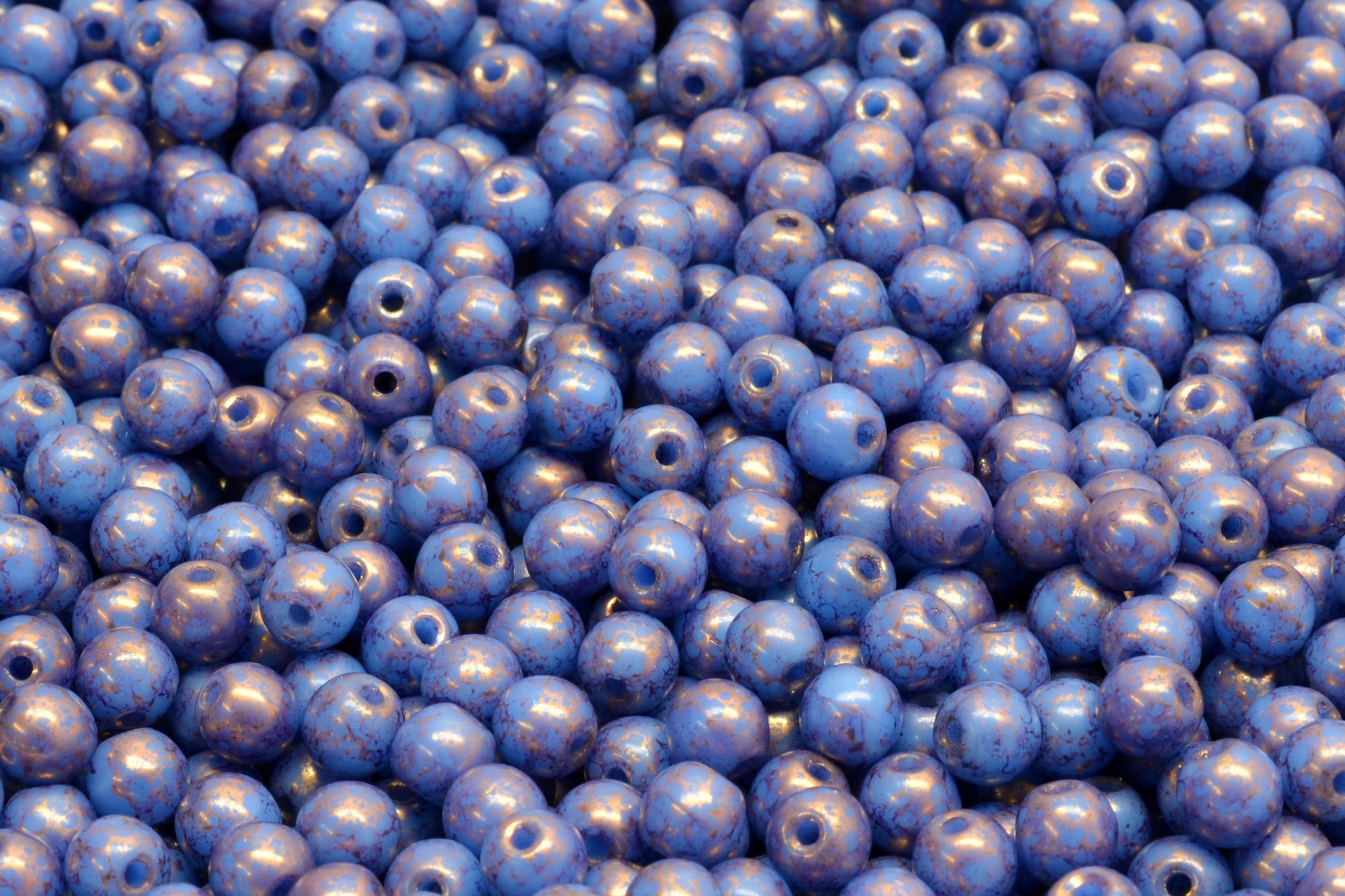 4mm Czech Round Druk Bead, Cornflower Blue Bronze, 50 pieces