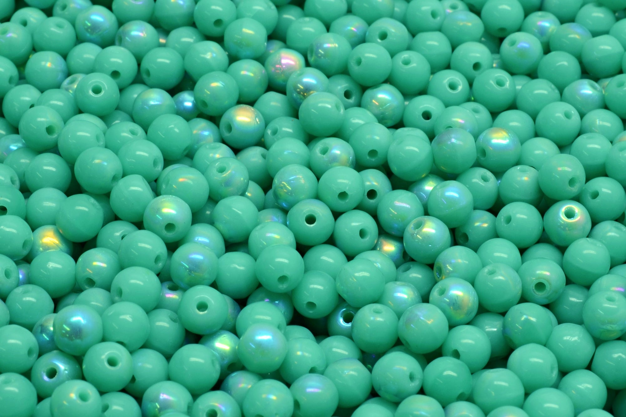4mm Czech Round Druk Bead, Turquoise Green AB, 50 pieces