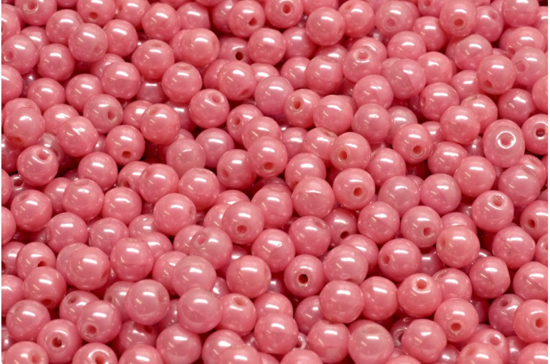 4mm Czech Round Druk Bead, Opaque Light Pink Luster, 50 pieces