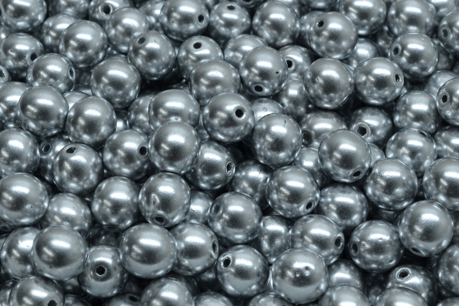 6mm Czech Round Druk Bead, Silver Aluminum Matte, 50 pieces