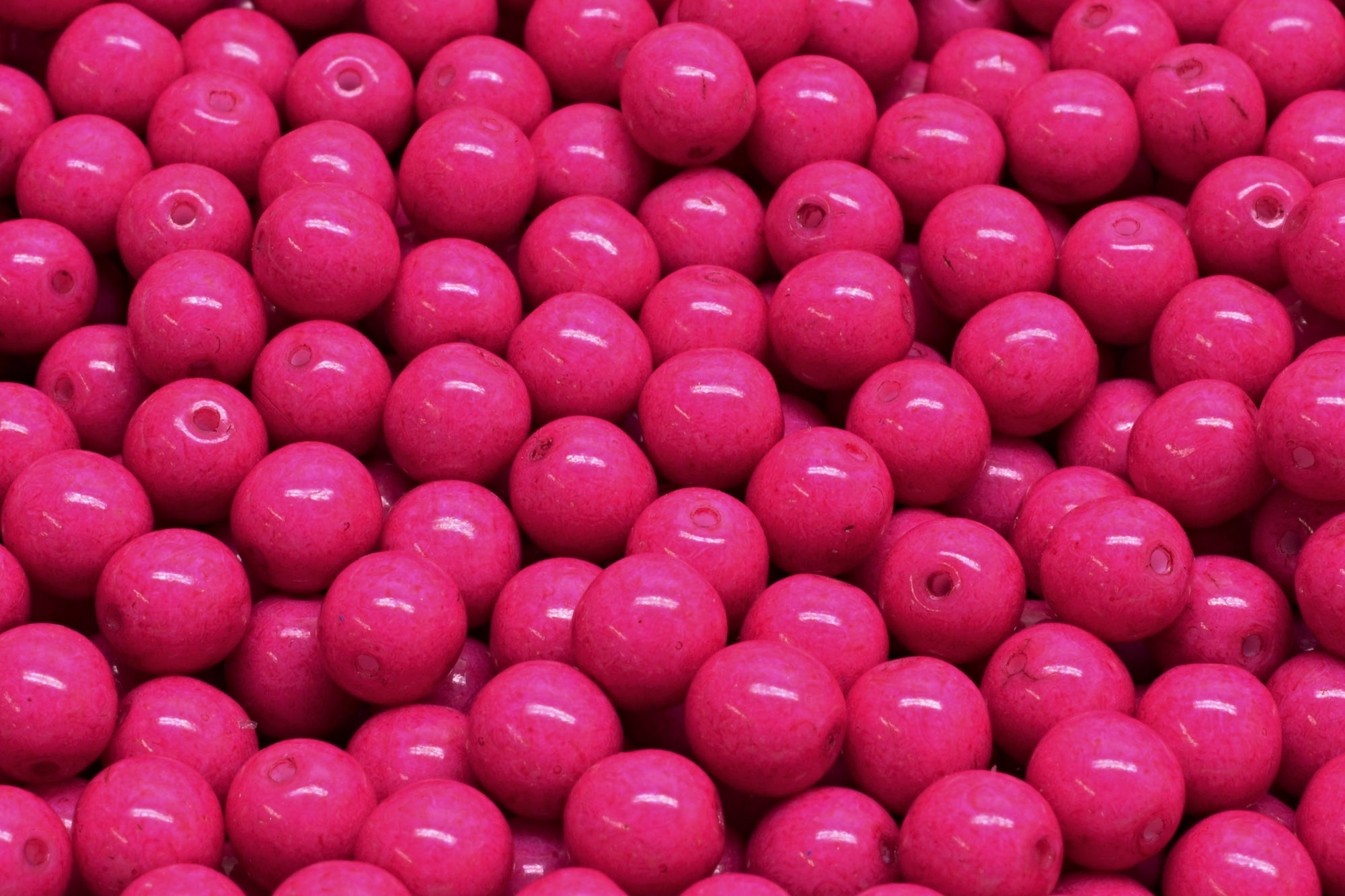 6mm Czech Round Druk Bead, Terra Intensive Pink, 50 pieces