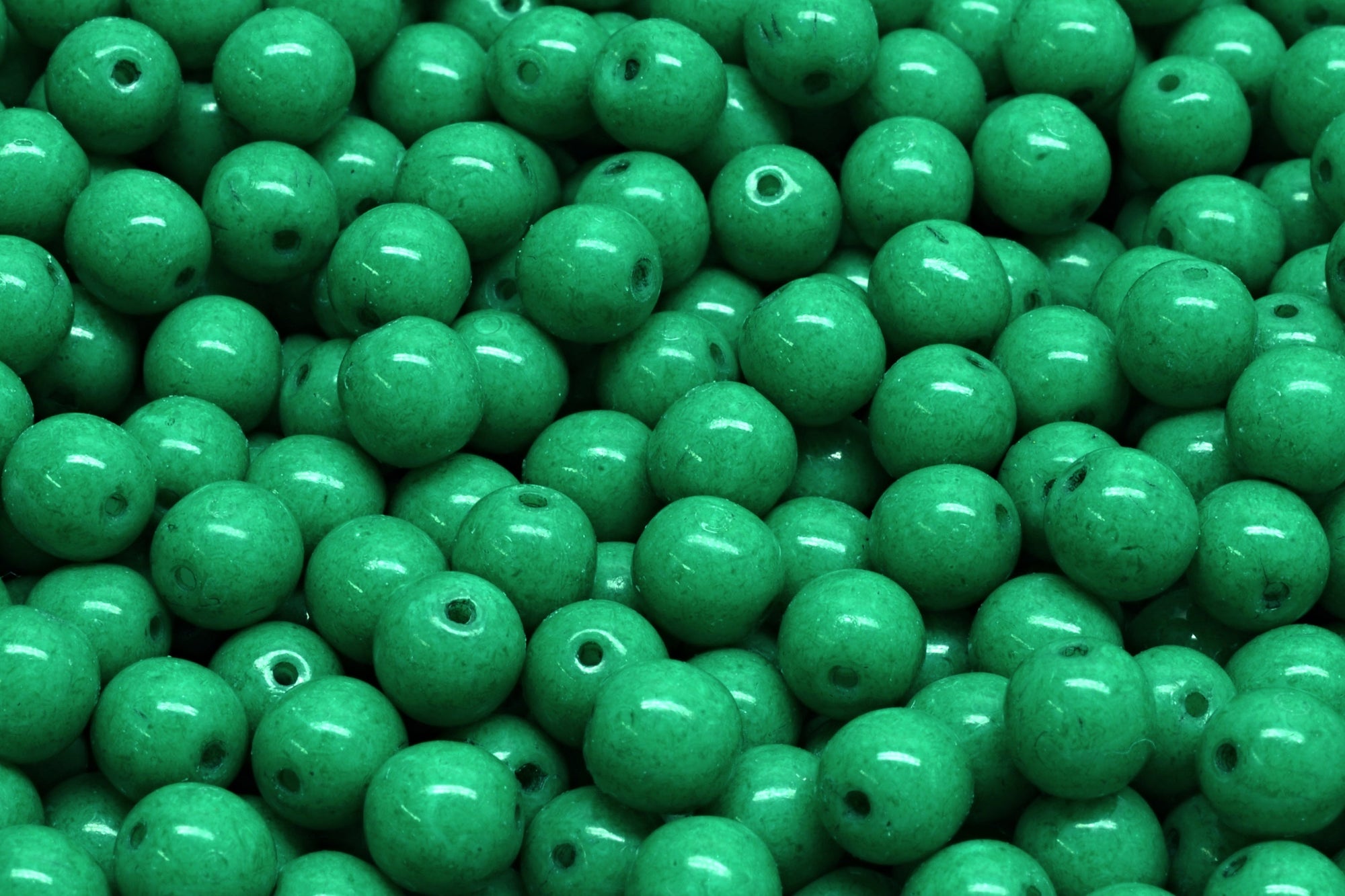 6mm Czech Round Druk Bead, Terra Intensive Dark Green, 50 pieces