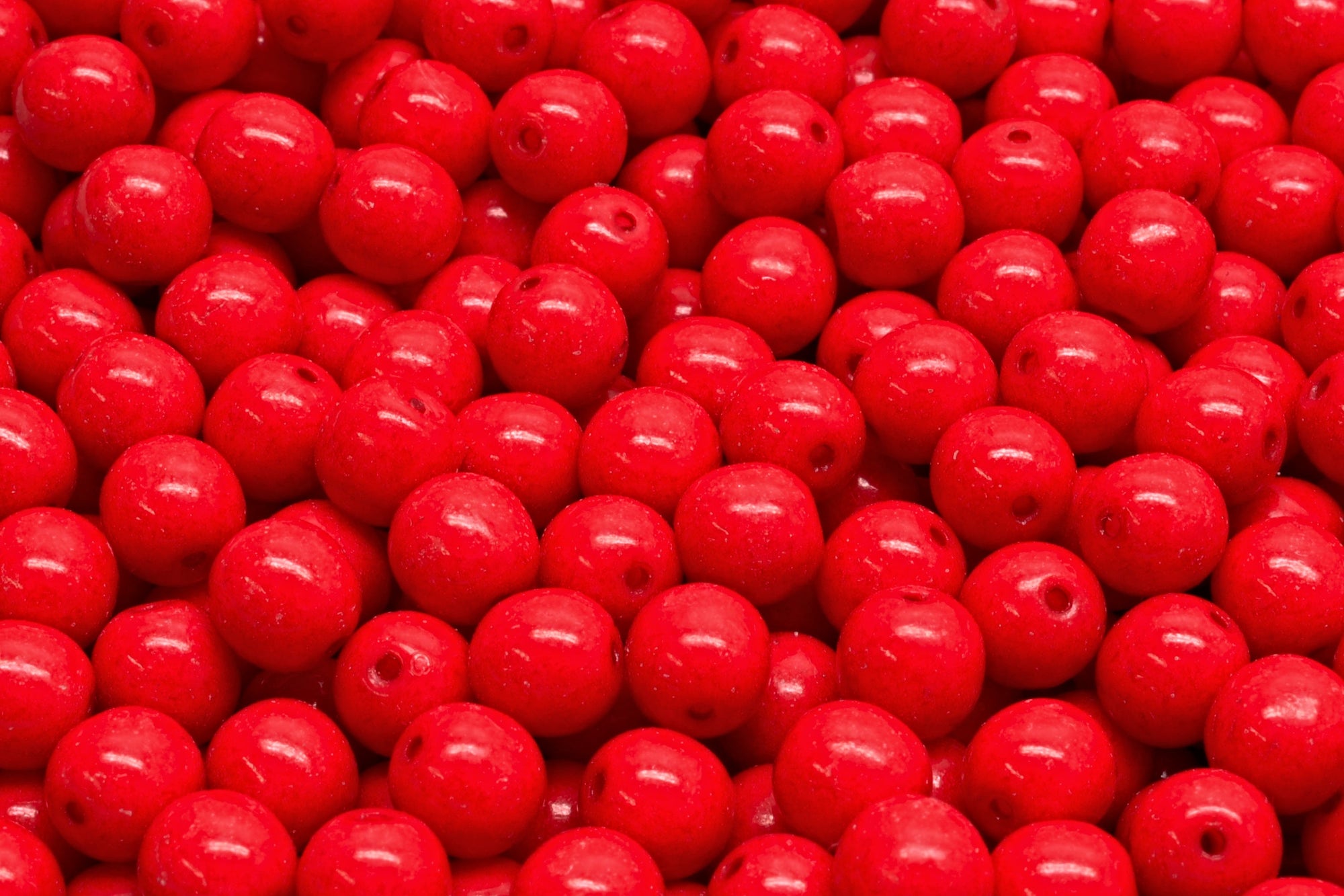 6mm Czech Round Druk Bead, Terra Intensive Red, 50 pieces