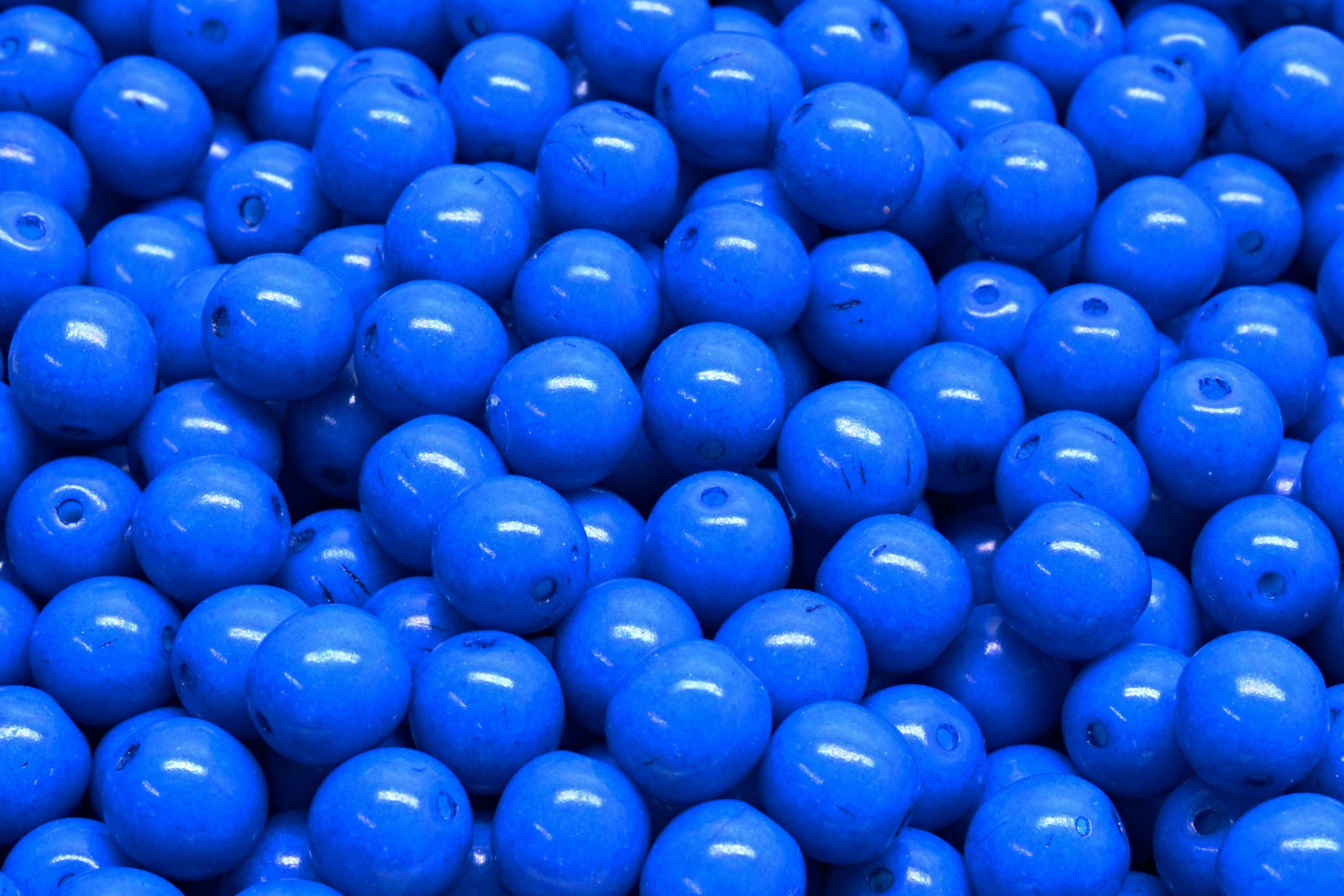 6mm Czech Round Druk Bead, Terra Intensive Blue, 50 pieces