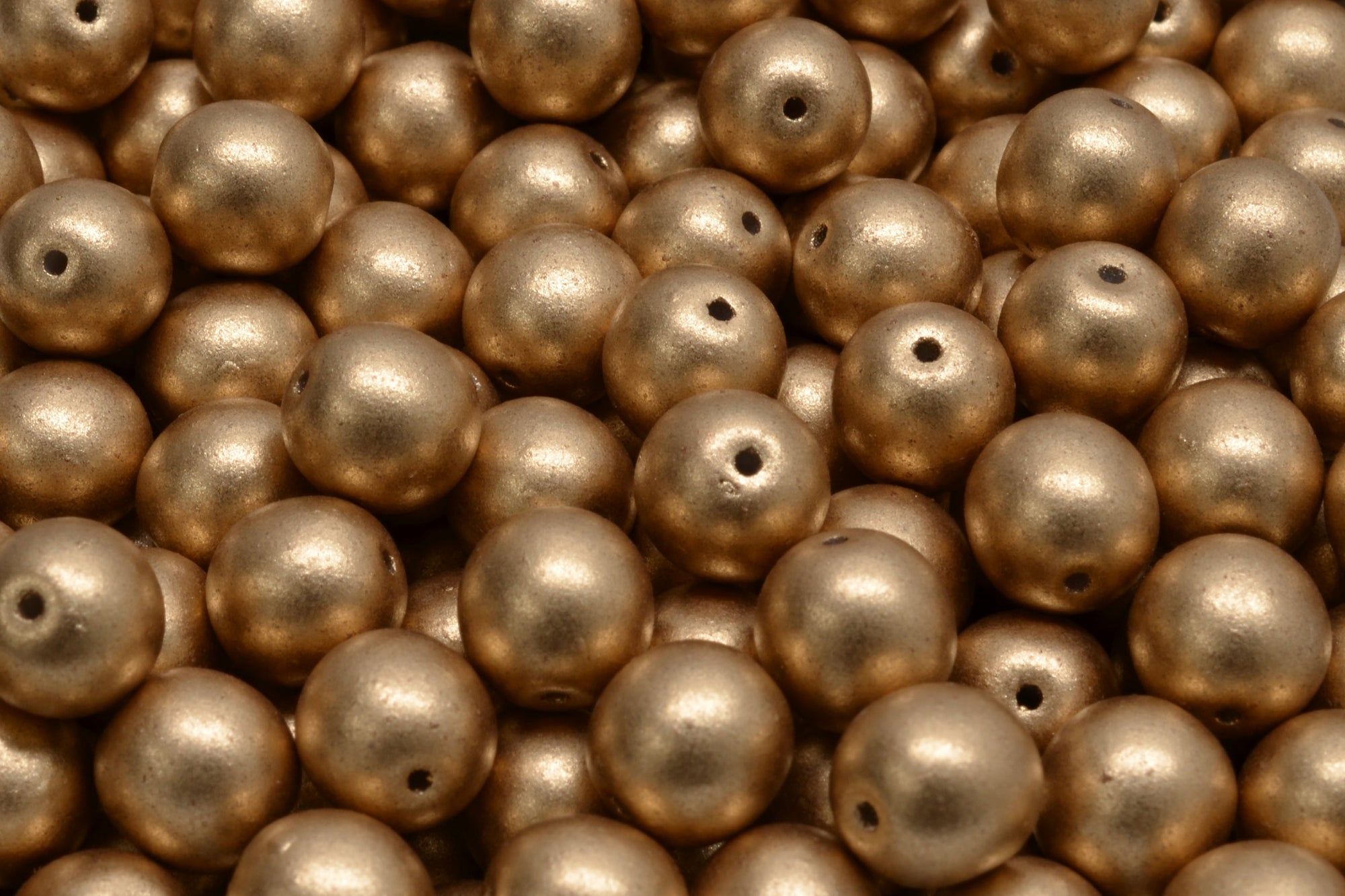 8mm Czech Round Druk Bead, Light Gold Matte, 25 pieces