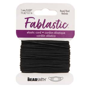 Fablastic 1mm Black Round Stretch Cord, 15 yards