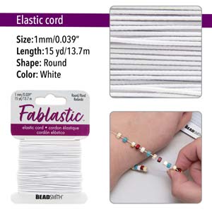 Fablastic 1mm White Round Stretch Cord, 15 yards